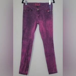 Tripp NYC Twill Low Rise Skinny Jeans Size 11 Studded Y2K Fuschia Goth Grunge